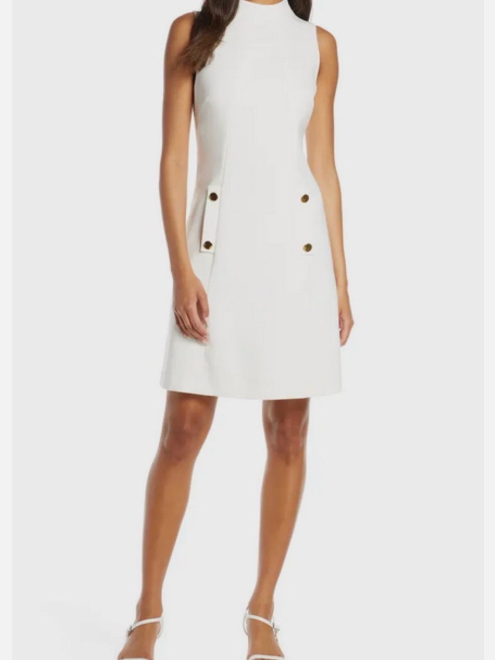 Harper Rose Funnel Neck White Aline Dress